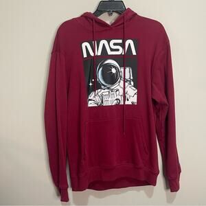Hyperspace Hoodie SZ S Astronaut NASA Space Burgundy Sweatshirt Hooded Pullover